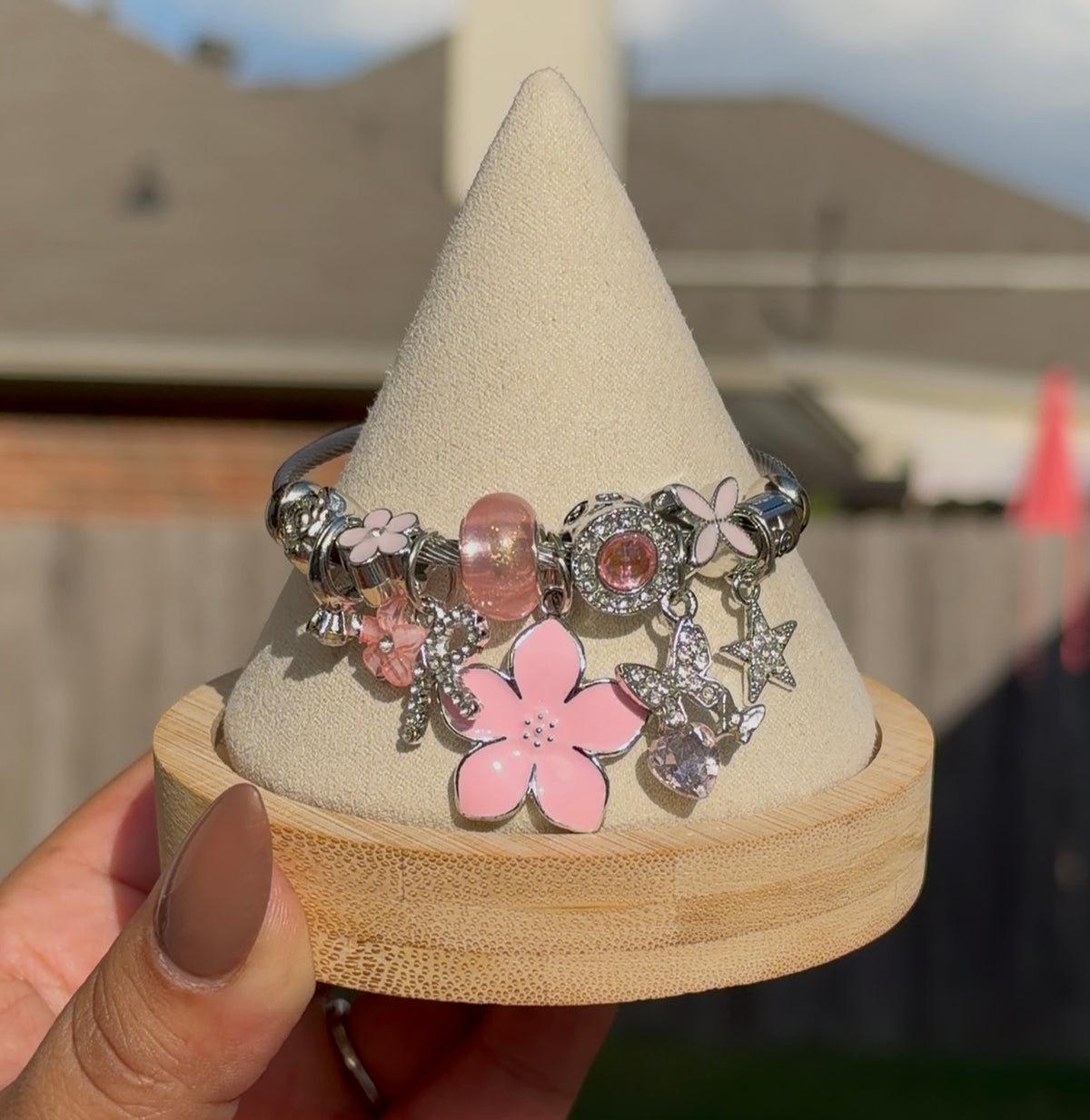 Pink Petals Charm Bracelet