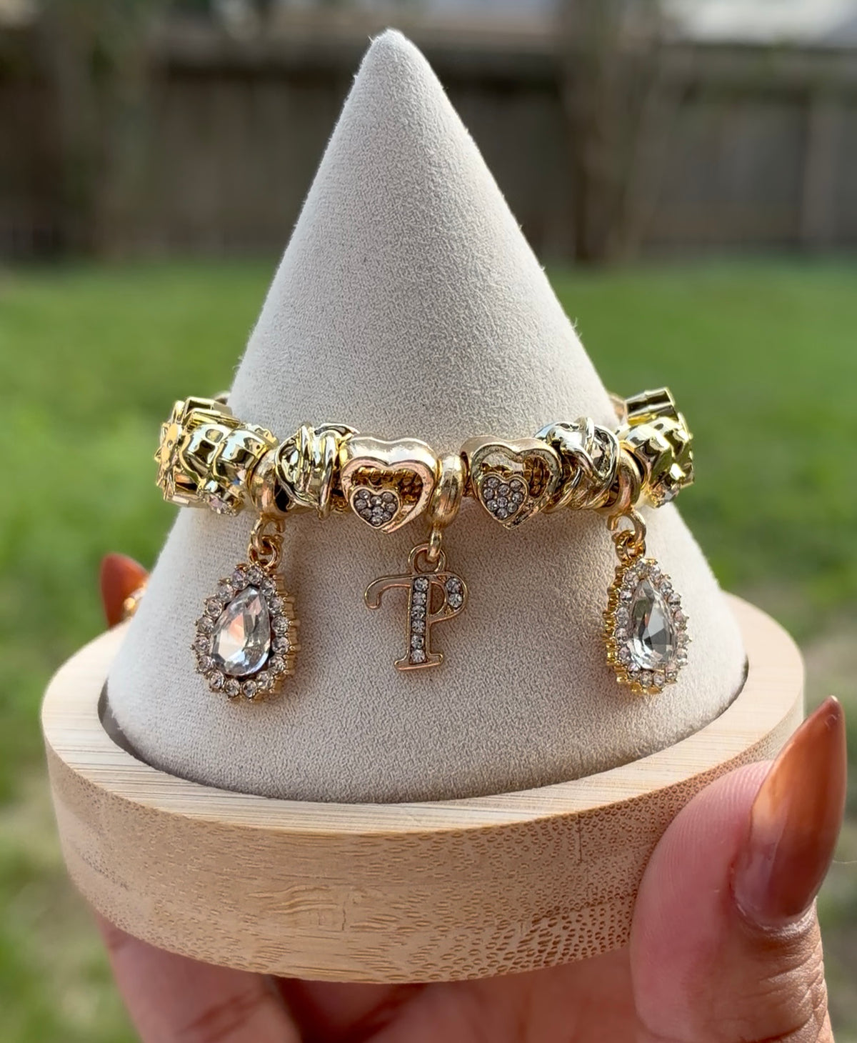 Golden Initial Charm Bracelet – Letter P