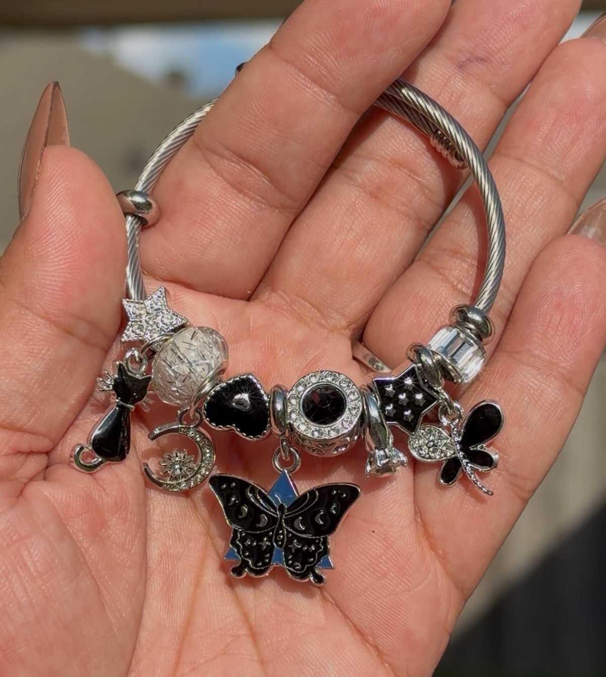 Midnight Flutter Charm Bracelet
