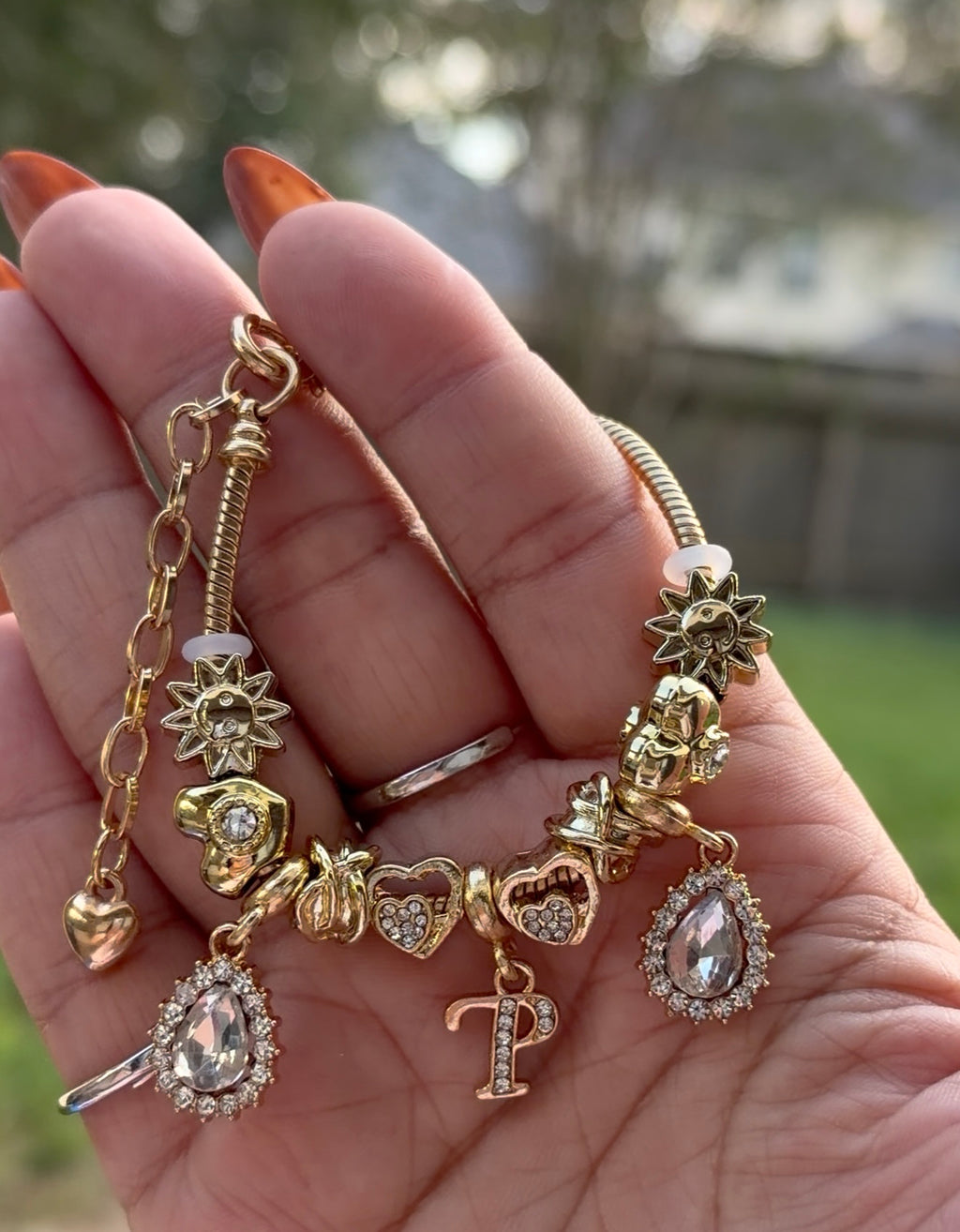 Golden Initial Charm Bracelet – Letter P